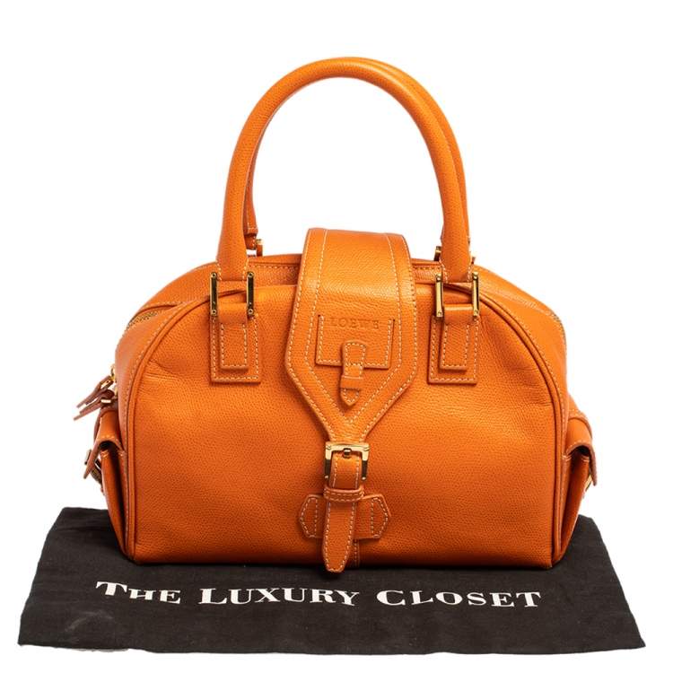 Pre Owned Loewe Burnt Orange Leather Bowling Bag