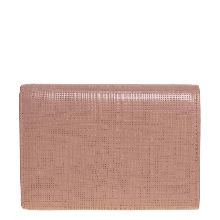 Pre Owned Loewe Old Rose Leather Trifold Wallet