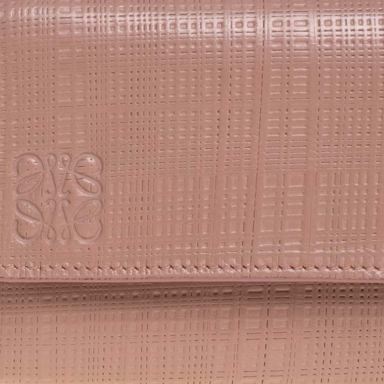 Pre Owned Loewe Old Rose Leather Trifold Wallet