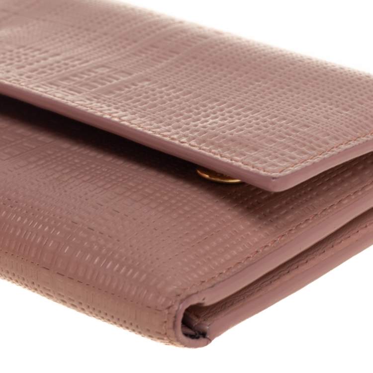 Pre Owned Loewe Old Rose Leather Trifold Wallet