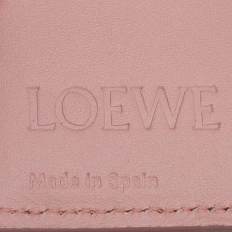 Pre Owned Loewe Old Rose Leather Trifold Wallet