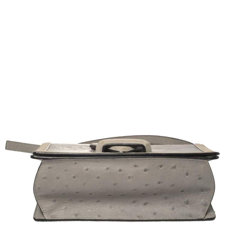 مملوكة مسبقًا Loewe Grey Ostrich Barcelona Crossbody Bag