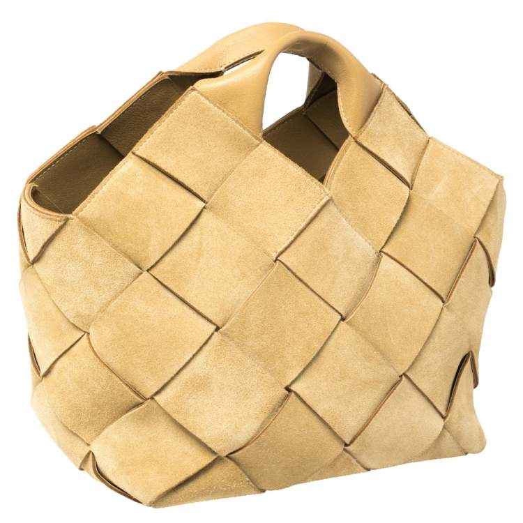 Pre Owned Loewe Beige Woven Suede and Leather Basket Tote