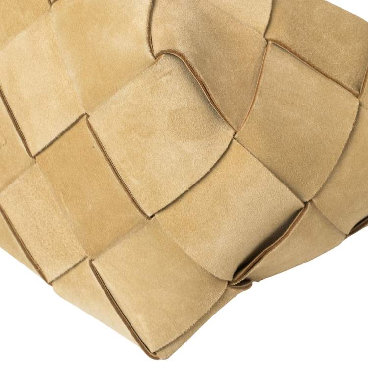 Pre Owned Loewe Beige Woven Suede and Leather Basket Tote