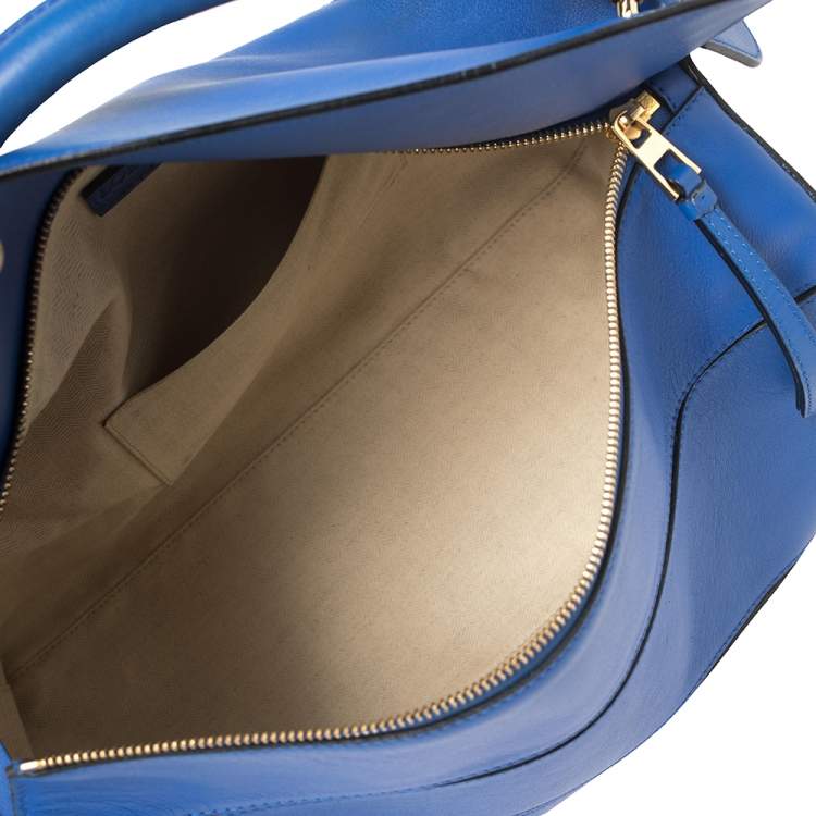 Pre Owned Loewe Blue Leather Large Puzzle Shoulder Bag