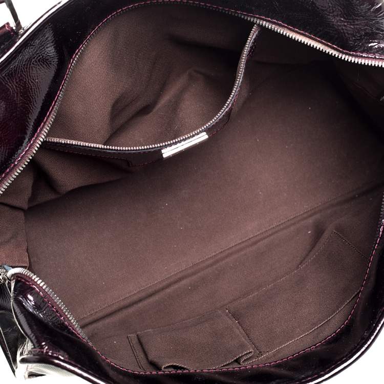 Pre Owned Loewe Dark Burgundy Patent Leather Amazona Satchel