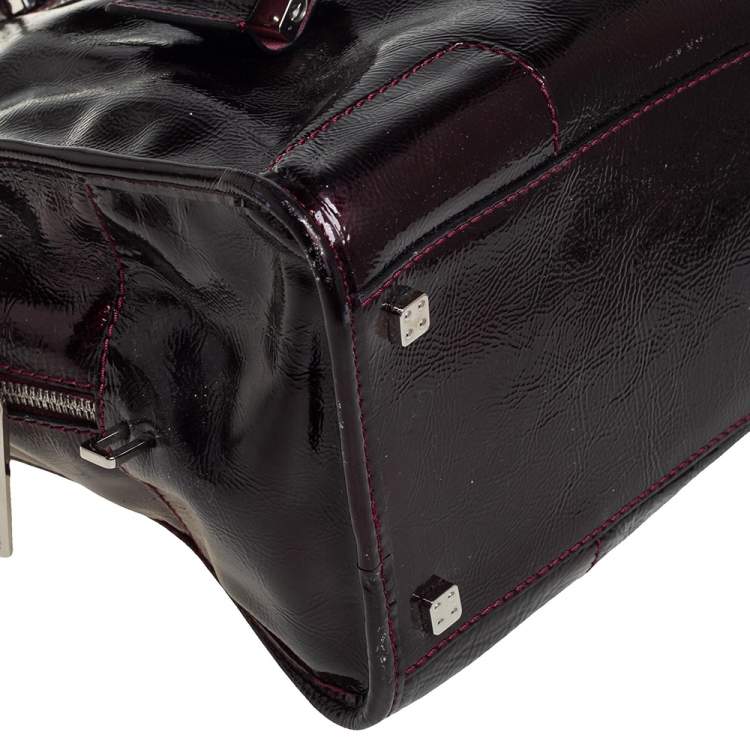 Pre Owned Loewe Dark Burgundy Patent Leather Amazona Satchel