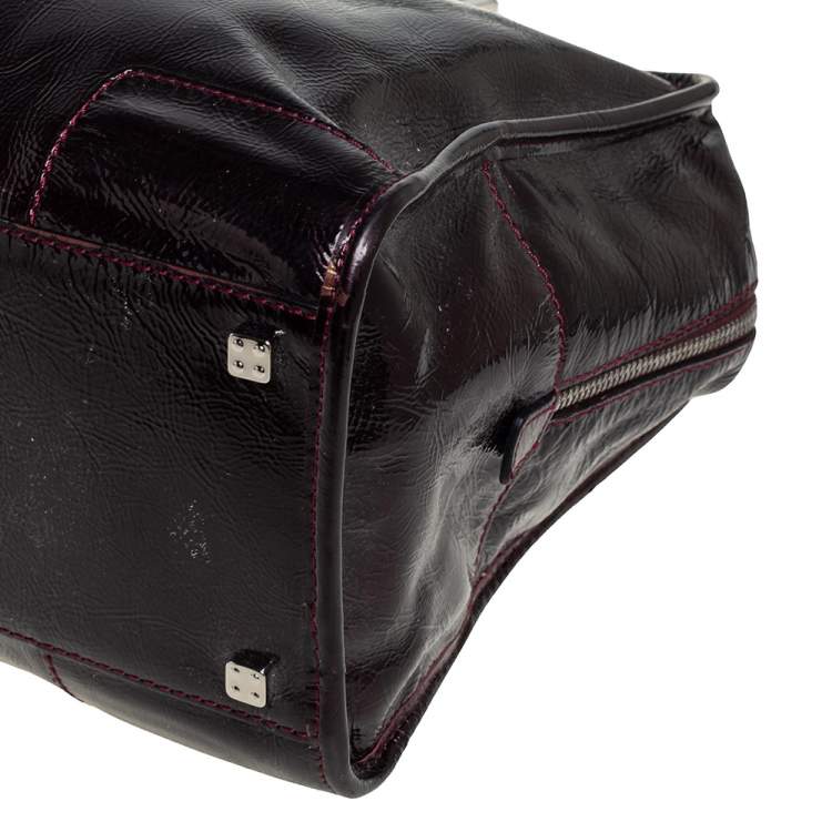 Pre Owned Loewe Dark Burgundy Patent Leather Amazona Satchel