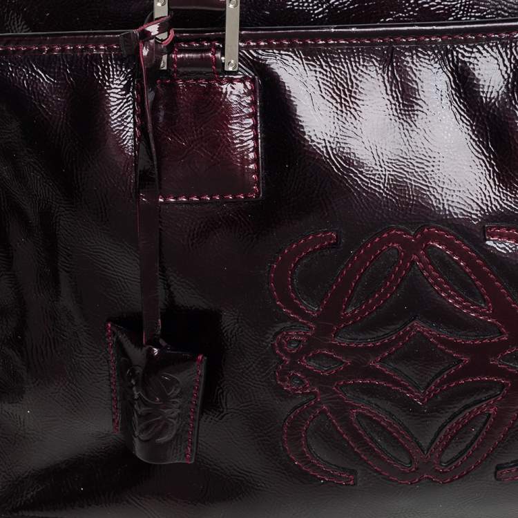 Pre Owned Loewe Dark Burgundy Patent Leather Amazona Satchel
