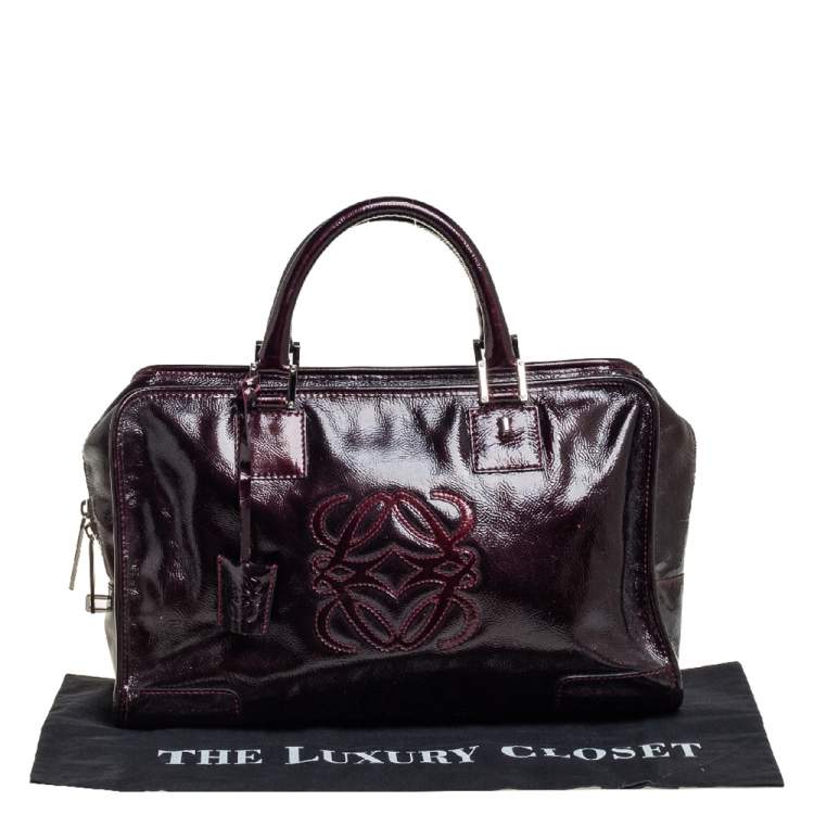 Pre Owned Loewe Dark Burgundy Patent Leather Amazona Satchel