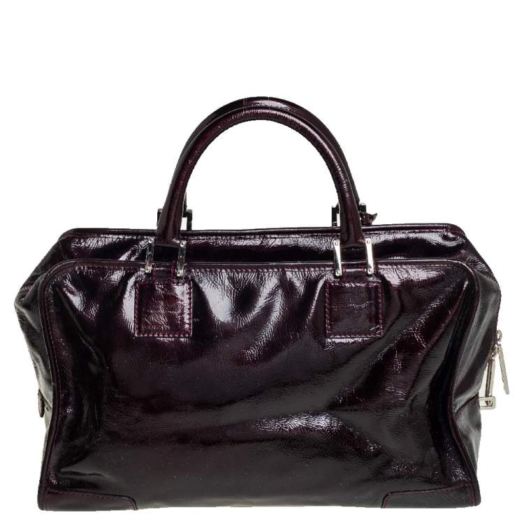 Pre Owned Loewe Dark Burgundy Patent Leather Amazona Satchel