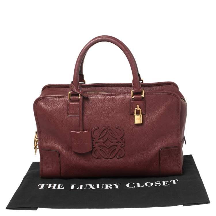 Pre Owned Loewe Burgundy Leather  Amazona Satchel