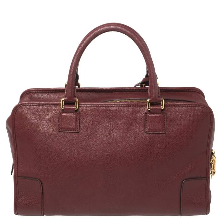 Pre Owned Loewe Burgundy Leather  Amazona Satchel