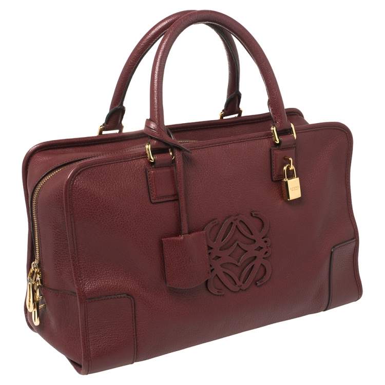 Pre Owned Loewe Burgundy Leather  Amazona Satchel
