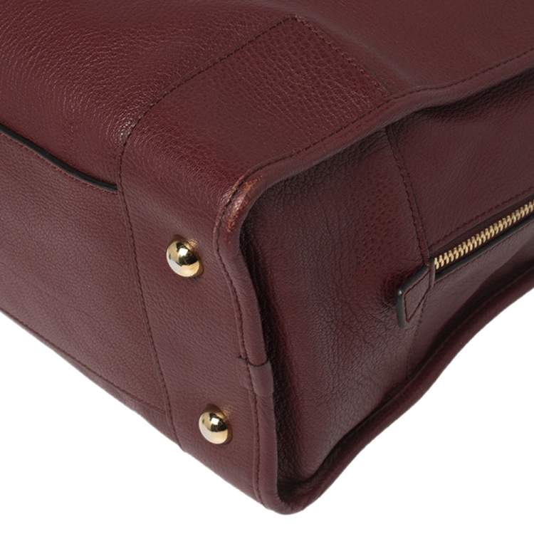 Pre Owned Loewe Burgundy Leather  Amazona Satchel
