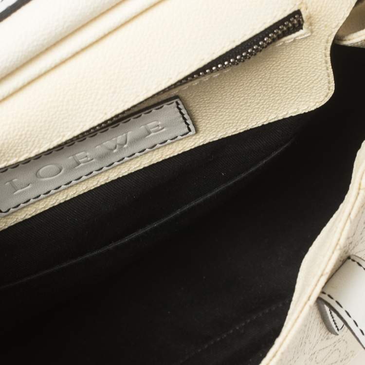 Pre Owned Loewe Off White Anagram PVC and Leather Cut Out Flap Satchel