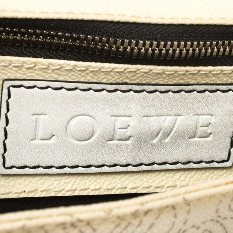 Pre Owned Loewe Off White Anagram PVC and Leather Cut Out Flap Satchel