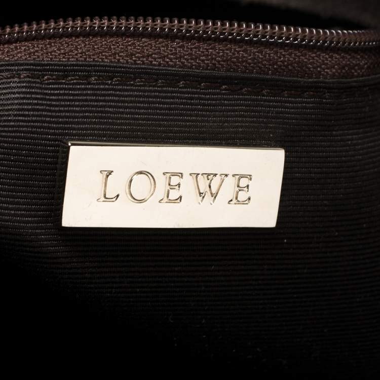 Pre Owned Loewe Dark Brown Suede and Leather Amazona Satchel