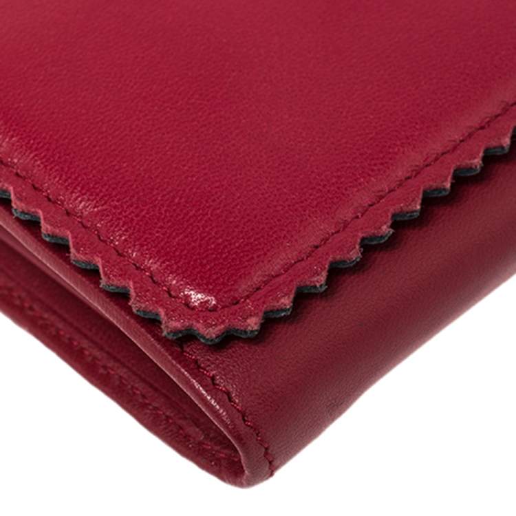Pre Owned Loewe Red Leather Tassel Continental Wallet
