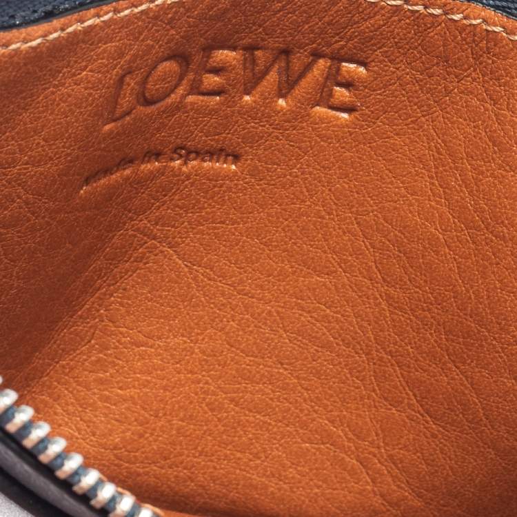 Pre Owned Loewe Blue/Black Leather Zip Card Holder 