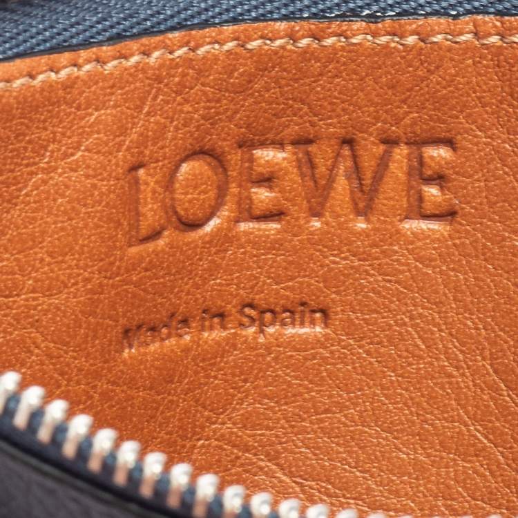 Pre Owned Loewe Blue/Black Leather Zip Card Holder 