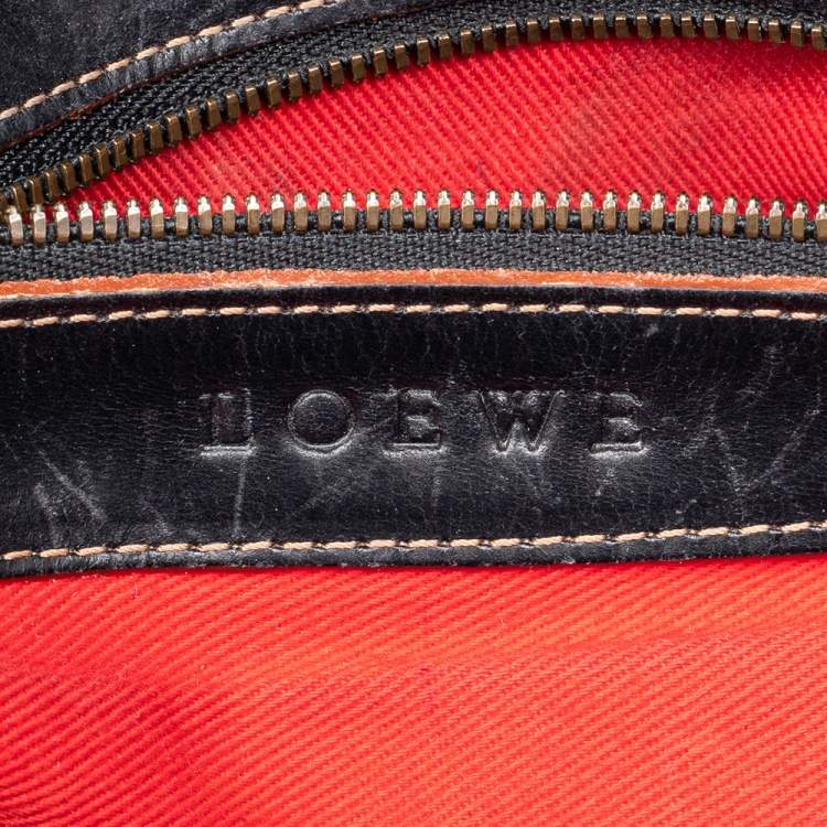 Pre Owned Loewe Black Leather And Suede Shoulder Bag
