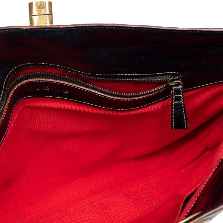 Pre Owned Loewe Black Leather And Suede Shoulder Bag