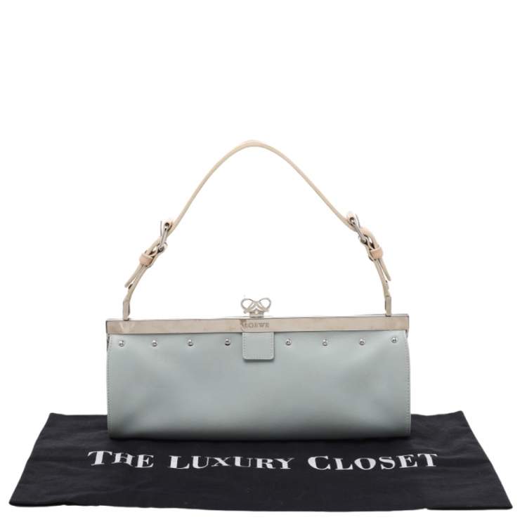 Pre Owned Loewe Blue Leather Baguette Bag