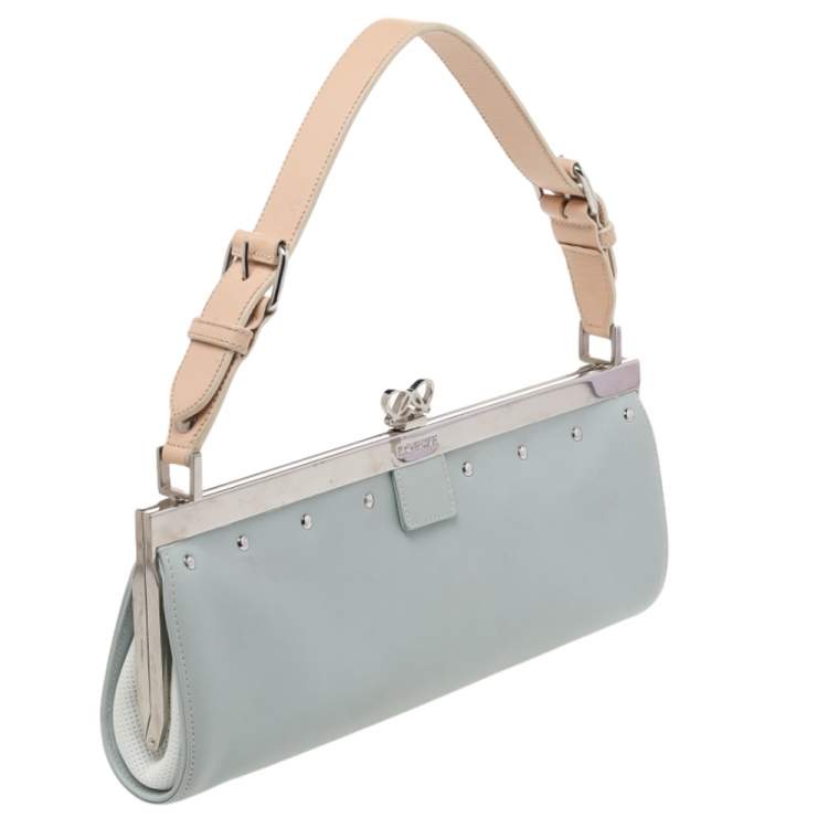 Pre Owned Loewe Blue Leather Baguette Bag