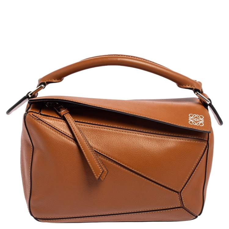 مملوكة مسبقًا Loewe Brown Leather Small Puzzle Shoulder Bag
