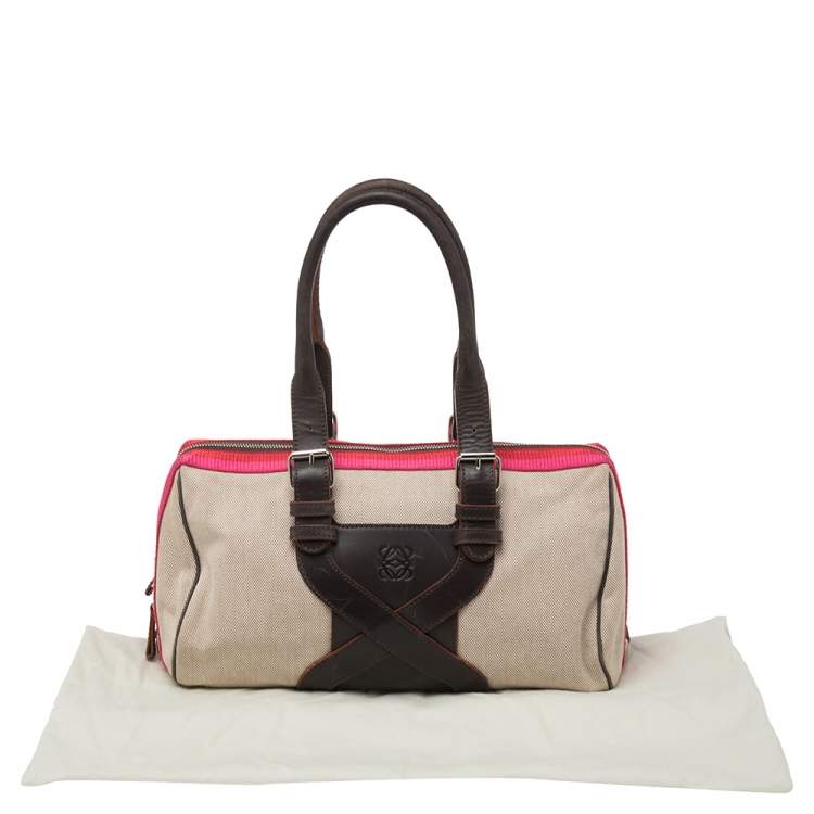 Pre Owned Loewe Multicolor Canvas And Leather Bowling Bag