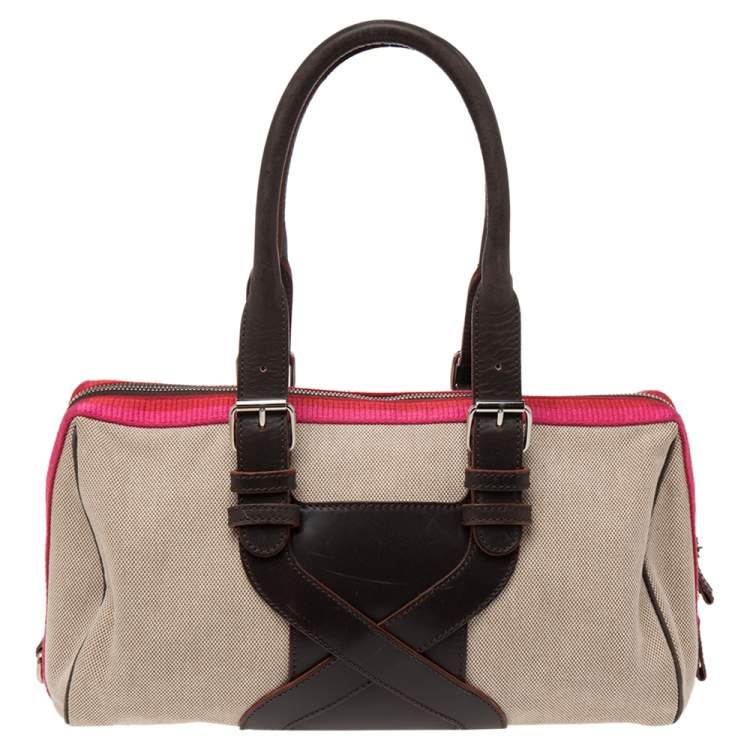 Pre Owned Loewe Multicolor Canvas And Leather Bowling Bag