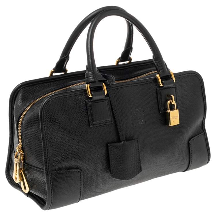 Pre Owned Loewe Black Leather Amazona Satchel