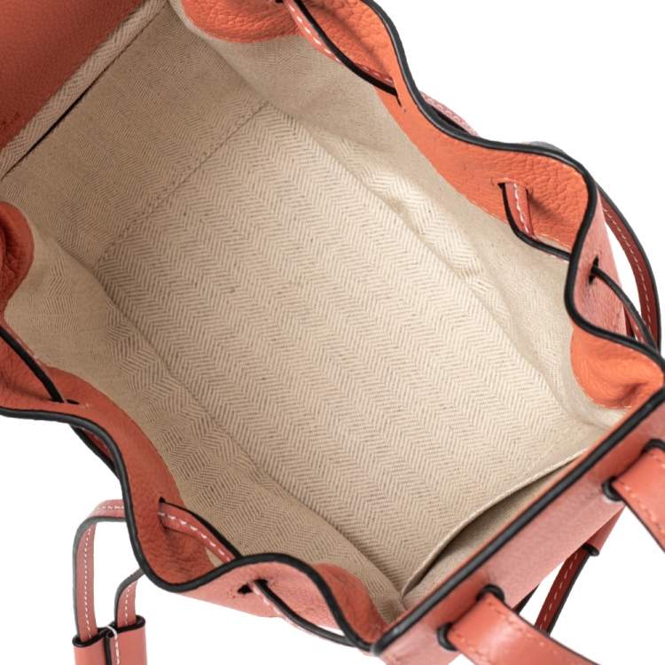 Pre Owned Loewe Peach Leather Mini Hammock Drawstring Bag