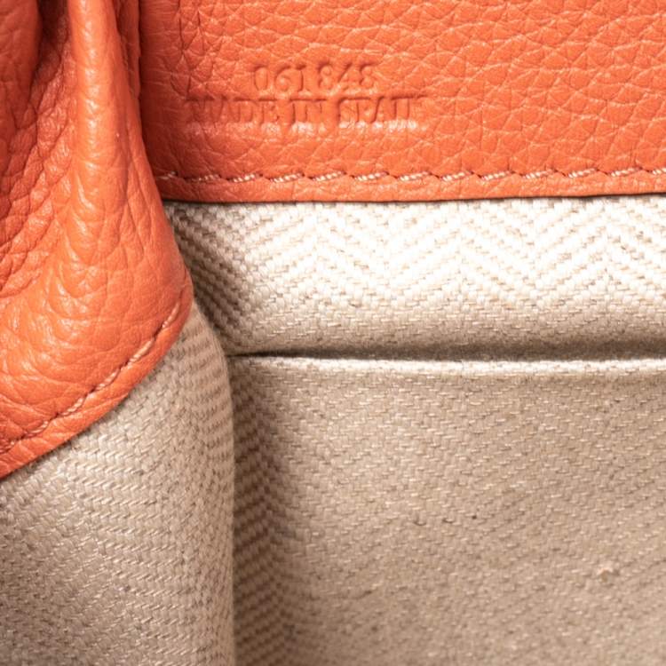 Pre Owned Loewe Peach Leather Mini Hammock Drawstring Bag
