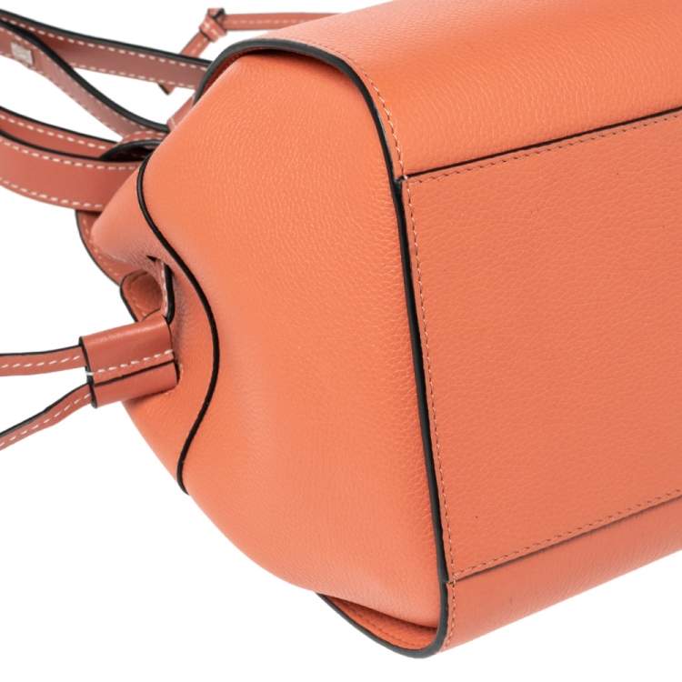 Pre Owned Loewe Peach Leather Mini Hammock Drawstring Bag