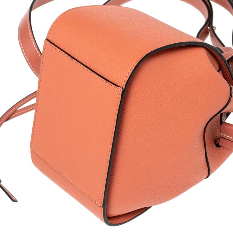 Pre Owned Loewe Peach Leather Mini Hammock Drawstring Bag