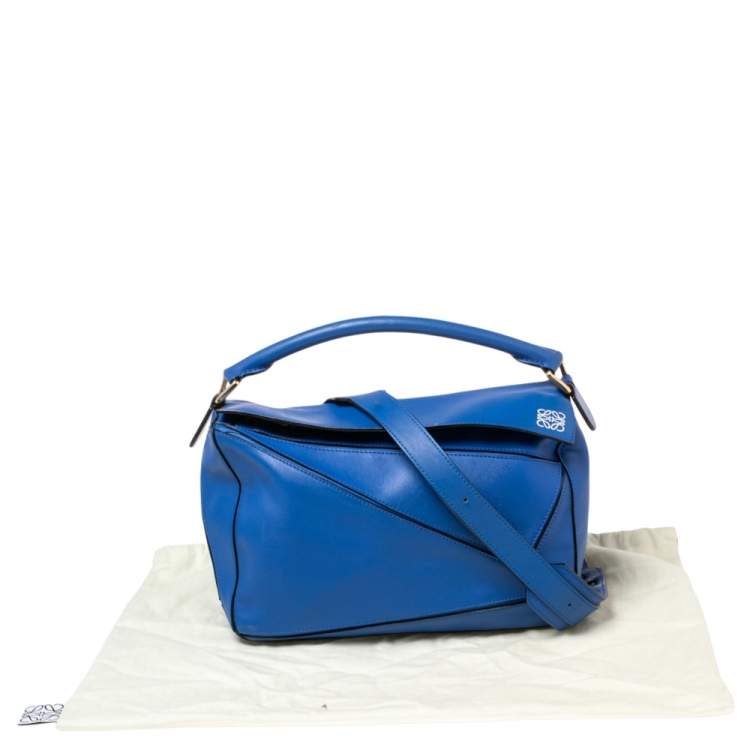 Pre Owned Loewe Blue Leather Medium Puzzle Shoulder Bag