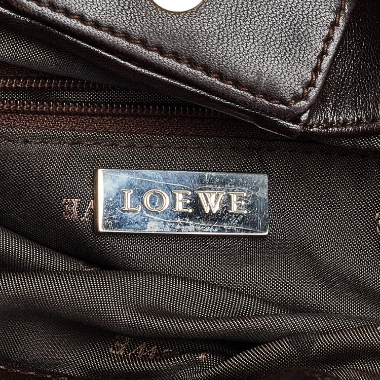 مملوكة مسبقًا Loewe Dark Brown Leather Flamenco Knot Hobo