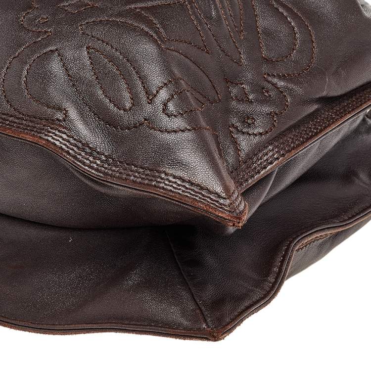 مملوكة مسبقًا Loewe Dark Brown Leather Flamenco Knot Hobo