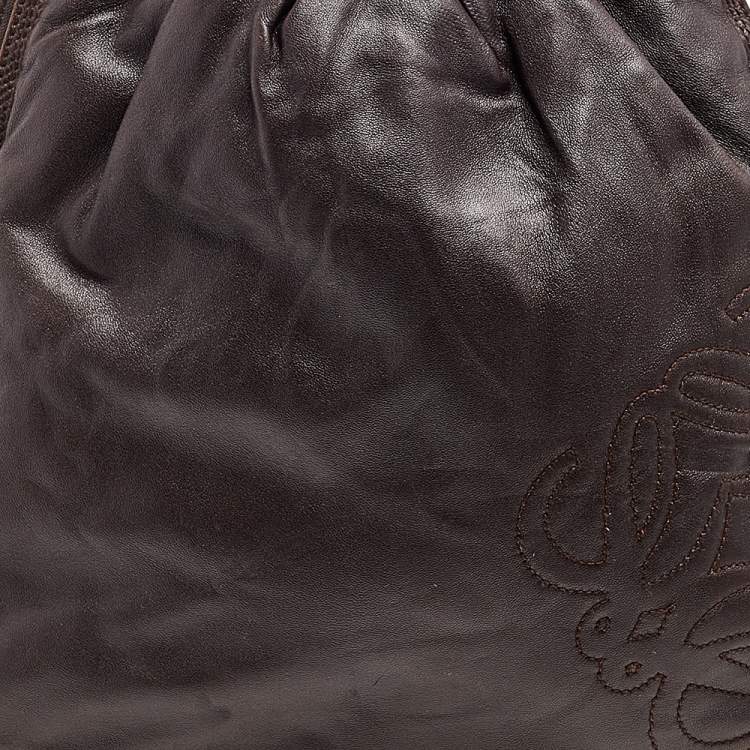 مملوكة مسبقًا Loewe Dark Brown Leather Flamenco Knot Hobo