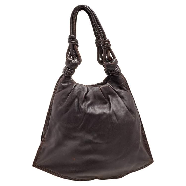 مملوكة مسبقًا Loewe Dark Brown Leather Flamenco Knot Hobo