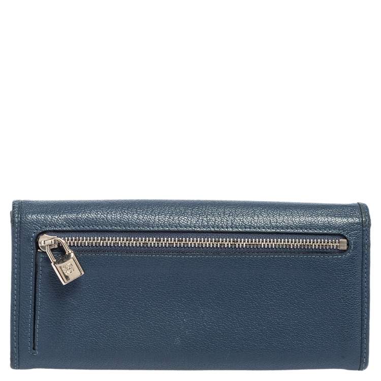 Pre Owned Loewe Blue Leather Continental Wallet