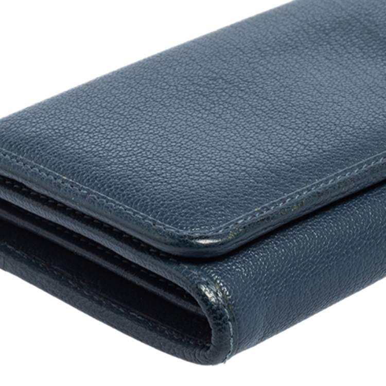 Pre Owned Loewe Blue Leather Continental Wallet
