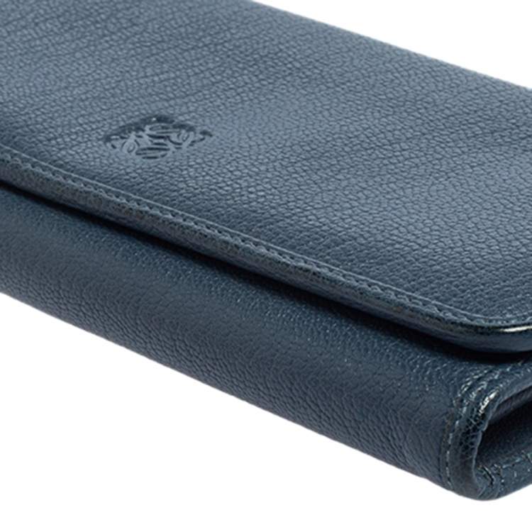 Pre Owned Loewe Blue Leather Continental Wallet
