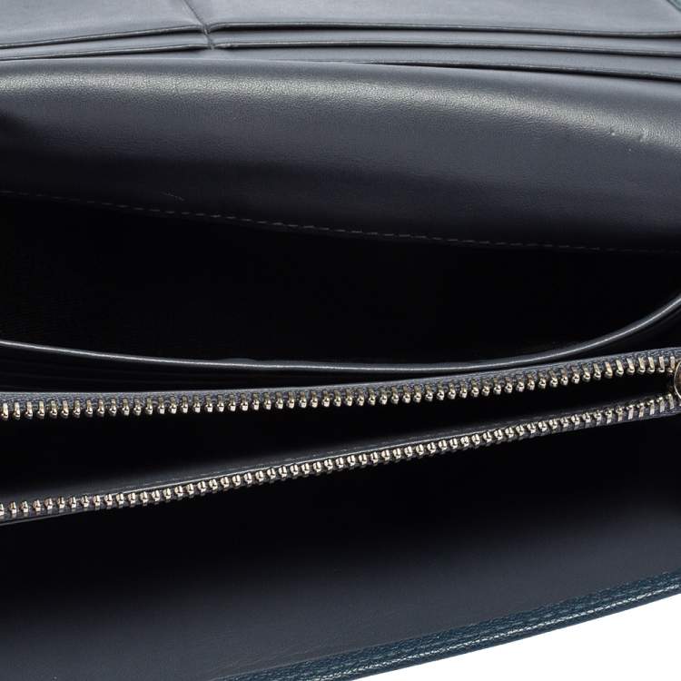 Pre Owned Loewe Blue Leather Continental Wallet