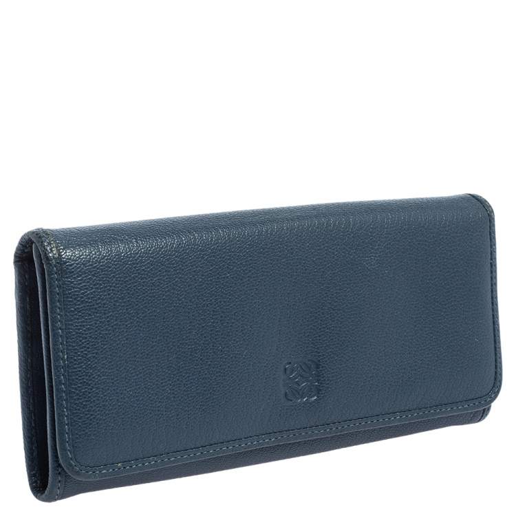 Pre Owned Loewe Blue Leather Continental Wallet