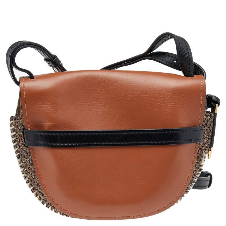 مملوكة مسبقًا Loewe Brown/Black Leather And Jute Gate Shoulder Bag