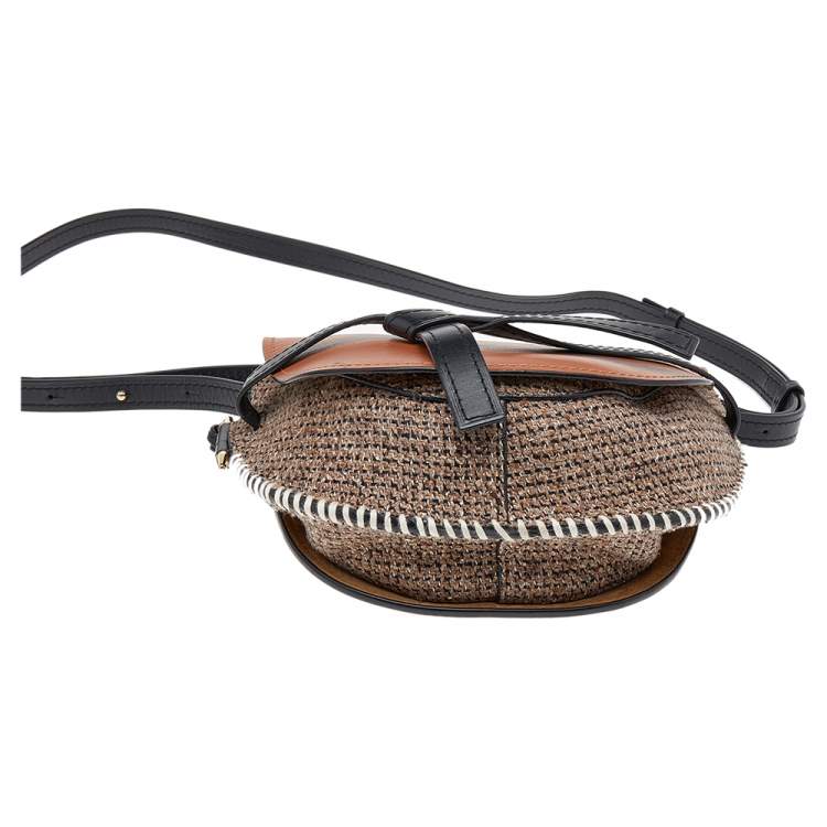 مملوكة مسبقًا Loewe Brown/Black Leather And Jute Gate Shoulder Bag