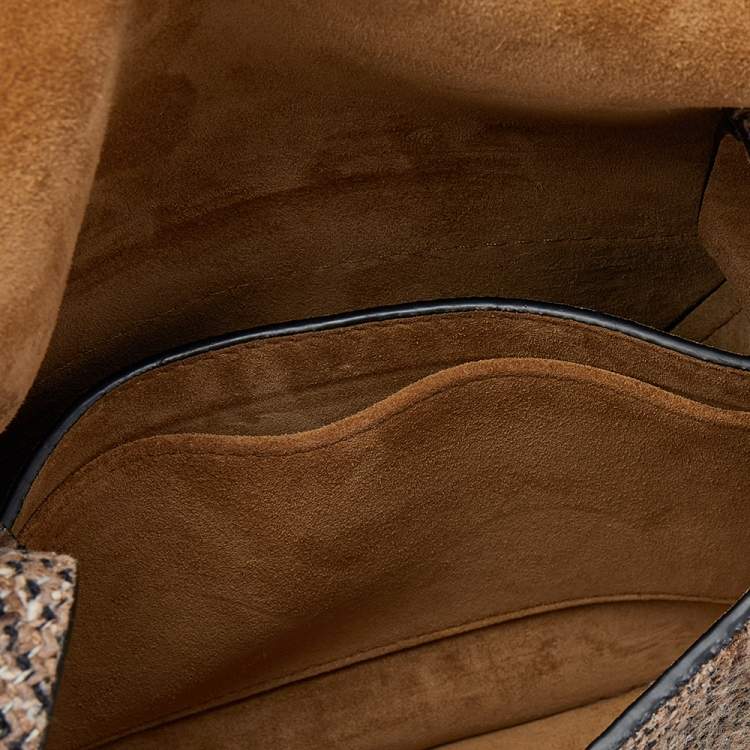 مملوكة مسبقًا Loewe Brown/Black Leather And Jute Gate Shoulder Bag